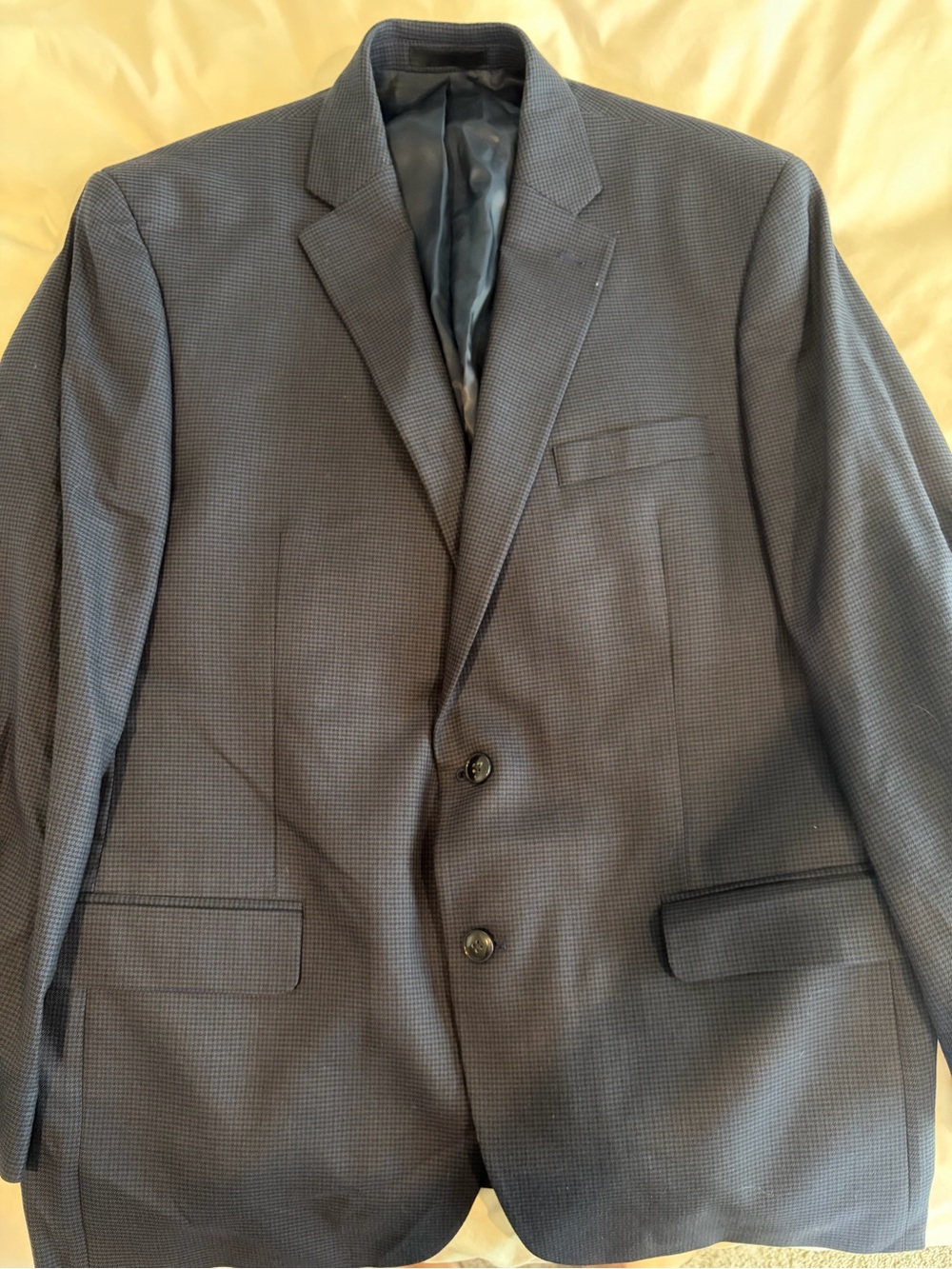 Men's 44R Navy Check Two-Button Blazer